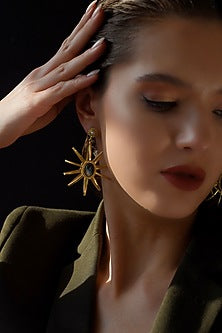Gold Finish Pearl Dangler Earrings