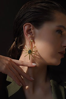 Gold Finish Pearl Dangler Earrings