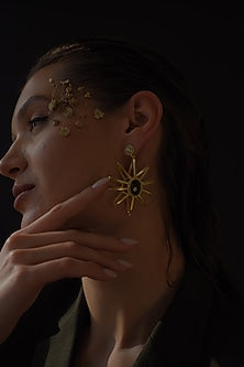 Gold Finish Pearl Dangler Earrings