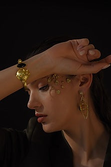 Gold Finish Pearl Dangler Earrings