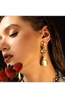 Gold Finish Statement Dangler Earrings