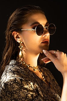 Gold Finish Statement Dangler Earrings
