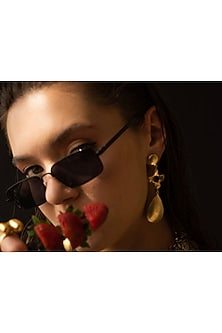 Gold Finish Statement Dangler Earrings