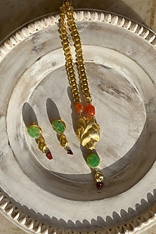 Gold Finish Quartz Necklace Set