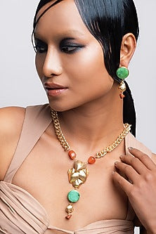 Gold Finish Quartz Necklace Set
