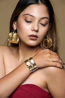 Gold Finish Knot Dangler Earrings