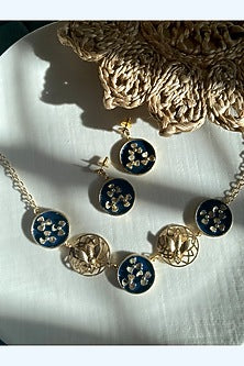 Gold Finish Bee Enamelled Necklace Set