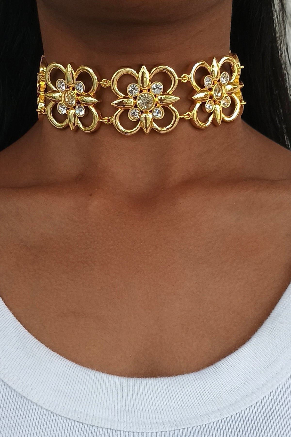Gold Plated Swarovski Adjustable Choker Necklace