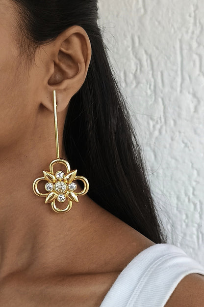 Gold Plated Swarovski Long Earrings