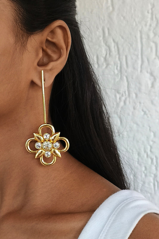 Gold Plated Swarovski Long Earrings