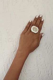 Gold Plated Swarovski Crystal & Cubic Zirconia Adjustable Ring