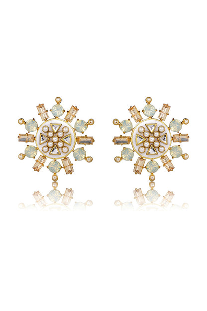 Gold Finish Kundan Stud Earrings