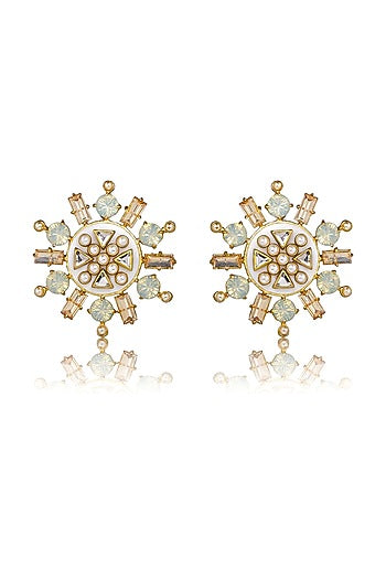 Gold Finish Kundan Stud Earrings