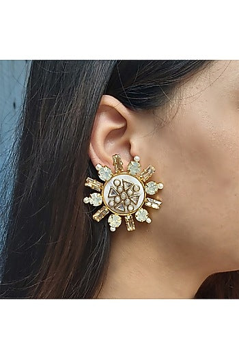 Gold Finish Kundan Stud Earrings