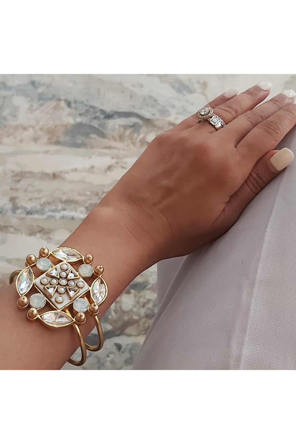 Gold Finish Natural Stone Bracelet