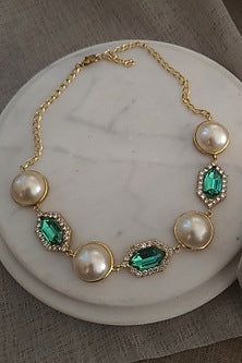 Gold Finish Swarovski Choker Necklace