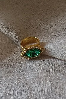 Gold Finish Swarovski Crystal Ring