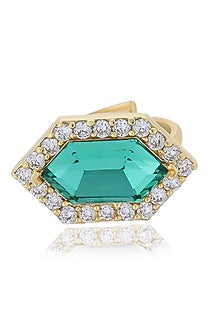 Gold Finish Swarovski Crystal Ring