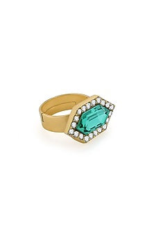 Gold Finish Swarovski Crystal Ring
