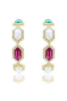 Gold Finish Swarovski Crystal Hoop Earrings