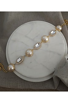Gold Finish Crystal Choker Necklace