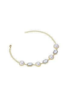 Gold Finish Crystal Choker Necklace