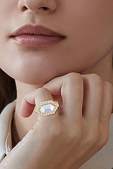 Gold Finish Swarovski Crystal Ring