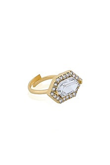 Gold Finish Swarovski Crystal Ring