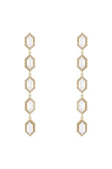 Gold Finish Swarovski Crystal Long Earrings