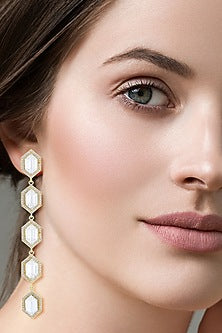 Gold Finish Swarovski Crystal Long Earrings