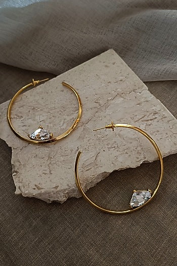 Gold Plated Swarovski Crystal Hoop Earrings