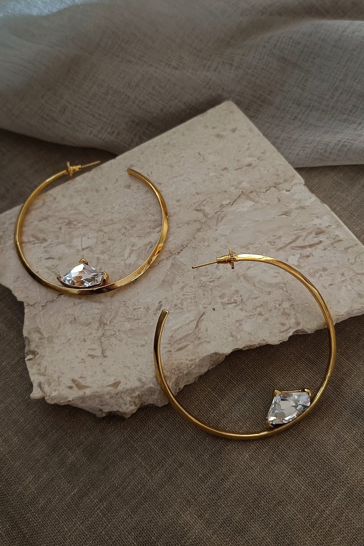 Gold Plated Swarovski Crystal Hoop Earrings
