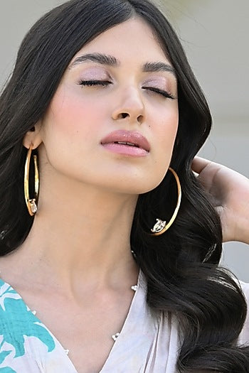 Gold Plated Swarovski Crystal Hoop Earrings