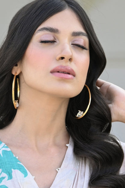 Gold Plated Swarovski Crystal Hoop Earrings
