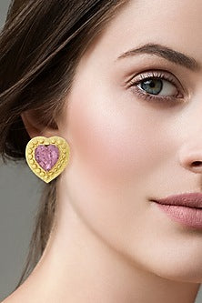 Gold Plated Swarovski Crystal Heart Earrings