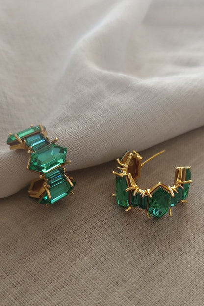 Gold Plated Swarovski Crystal Mini Hoop Earrings