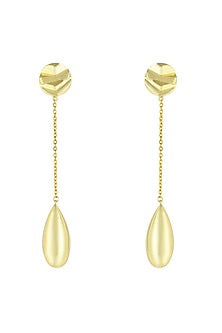 Gold Finish Textured Long Dangler Earrings