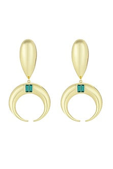 Gold Plated Baguette Crystal Dangler Earrings