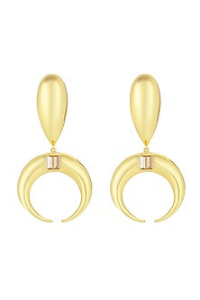 Gold Plated Baguette Crystal Dangler Earrings