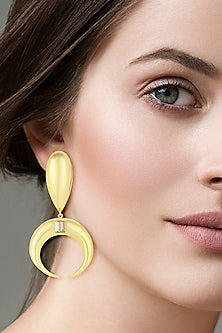 Gold Plated Baguette Crystal Dangler Earrings