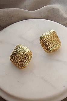 Gold Plated Textured Stud Earrings