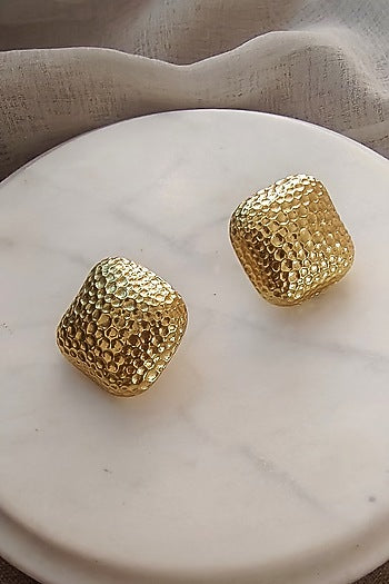 Gold Plated Textured Stud Earrings