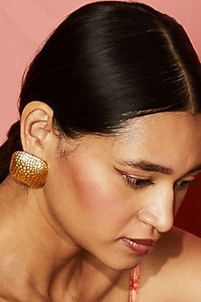 Gold Plated Textured Stud Earrings