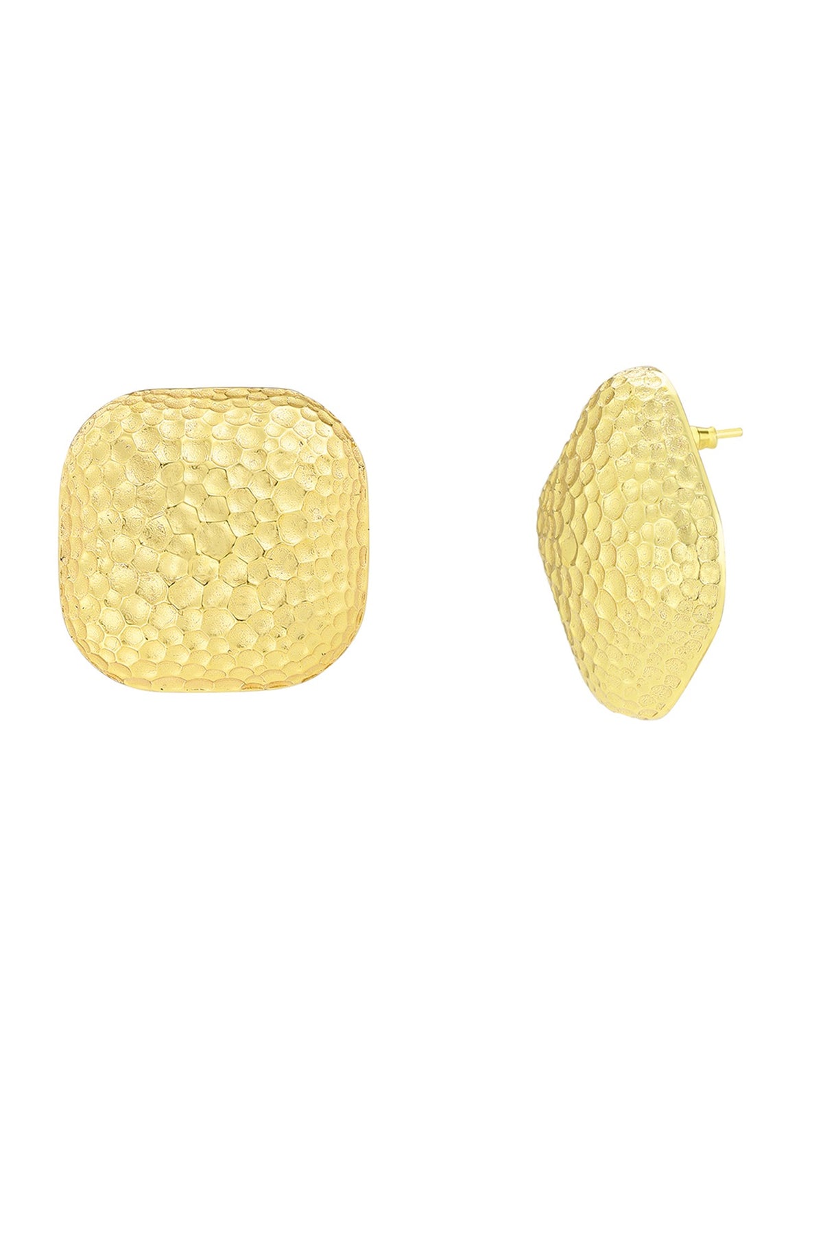 Gold Plated Textured Stud Earrings