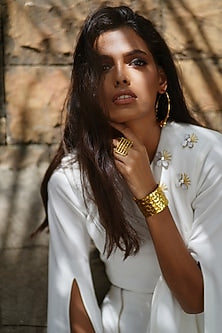 Gold Finish Textured Bangle