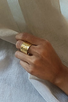 Gold Finish Textured Ring