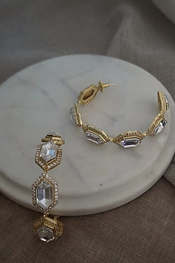 Gold Plated Swarovski Crystal Hoop Earrings