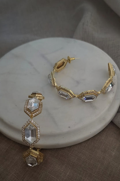 Gold Plated Swarovski Crystal Hoop Earrings