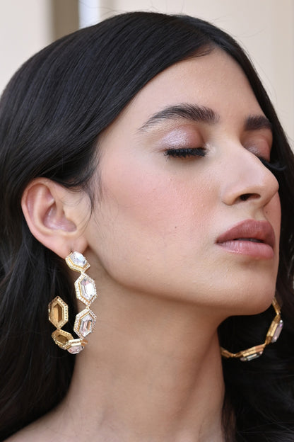 Gold Plated Swarovski Crystal Hoop Earrings