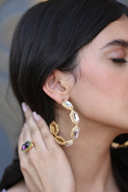 Gold Plated Swarovski Crystal Hoop Earrings